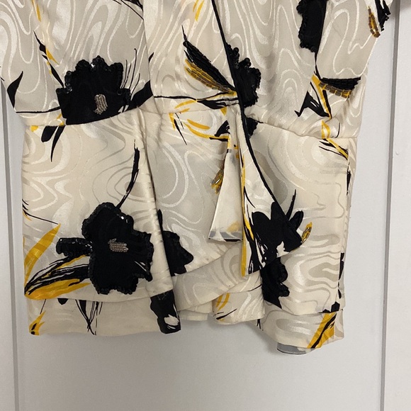 Vintage 100% Silk Floral Print Beaded Peplum Wrap Top - Picture 4 of 7